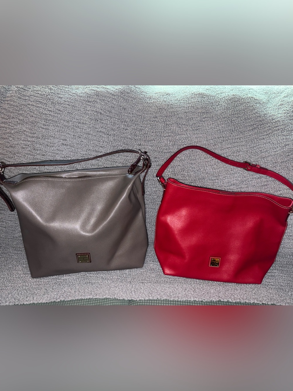 Dooney & Bourke Gray and Red Saffiano Leather Shoulder Bags